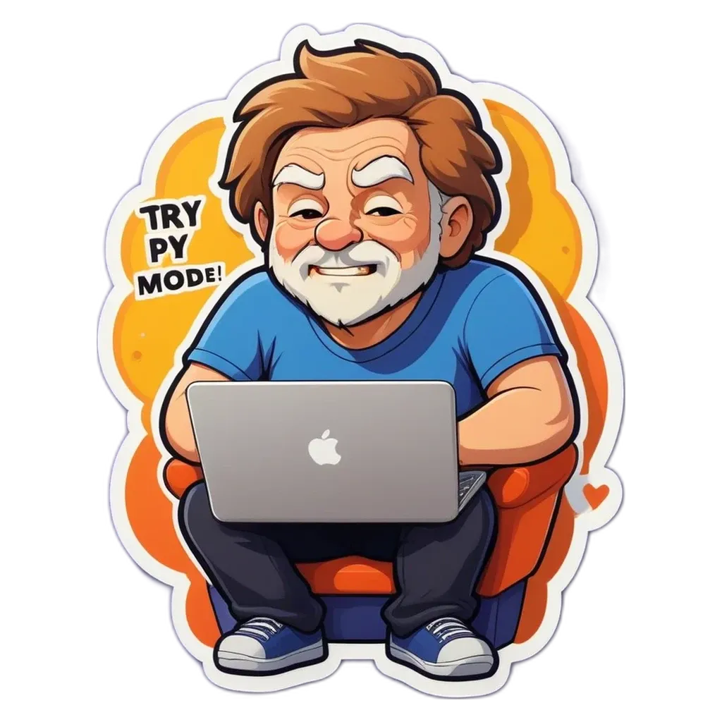 An old man trying to use a computer is the focus of the image.
