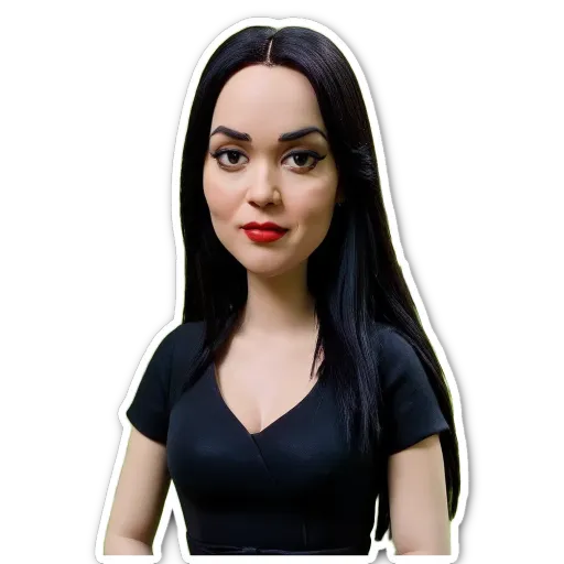 A black and white woman with red lipstick.