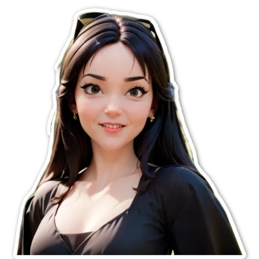 A girl wearing a black dress.