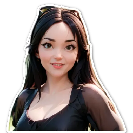 A woman is smiling at the camera and her dress is black.