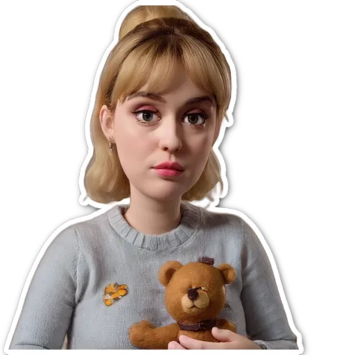 A girl holding a teddy bear.