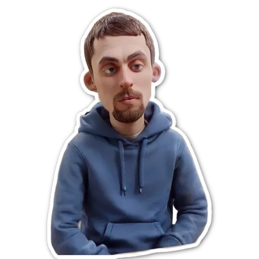 A blue hoodie with a man in it.