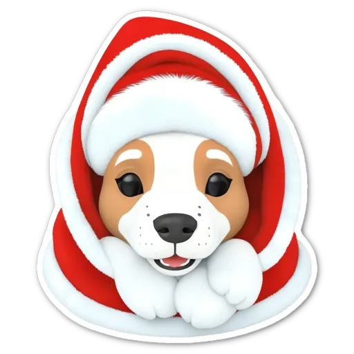 A cute puppy wearing a red and white Christmas hat.