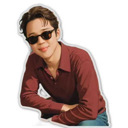 A boy is wearing sunglasses and a red shirt.