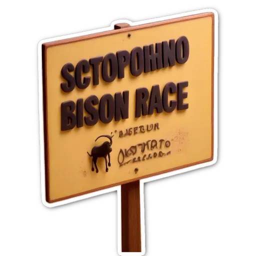 A sign that says Scopohino Bison Race on it.