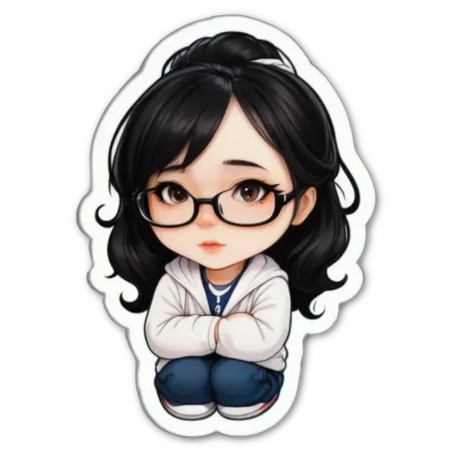 A girl wearing glasses is sitting down and looking at the camera.