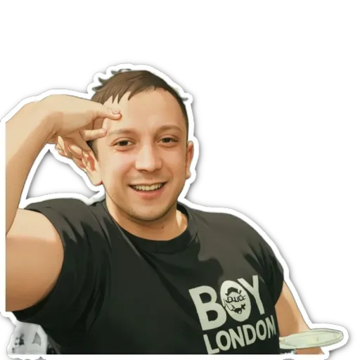 A boy London shirt with a plate of food and a logo.