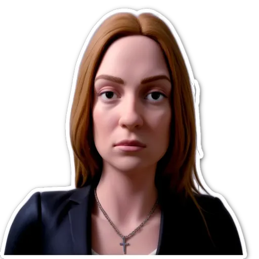 A cross is on the front of a woman.