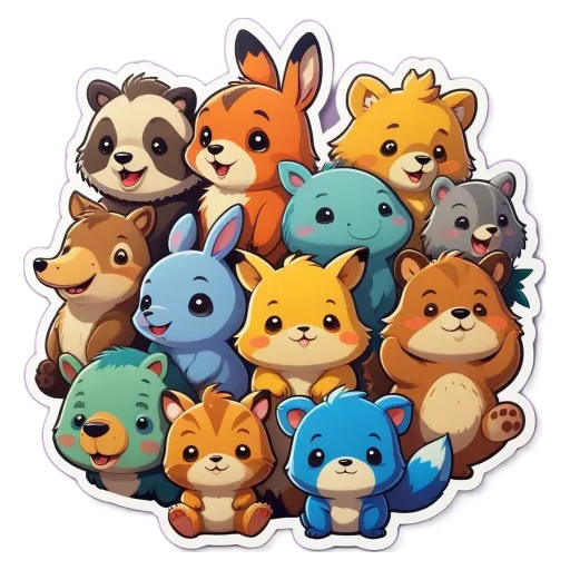 A group of animals including a rabbit and several pixies.
