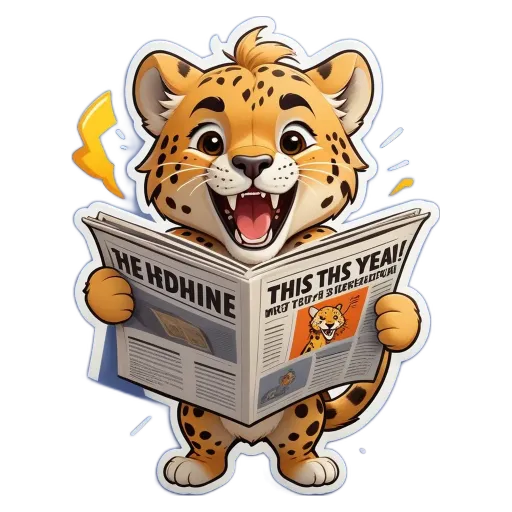 A cartoon animal reading a newspaper.
