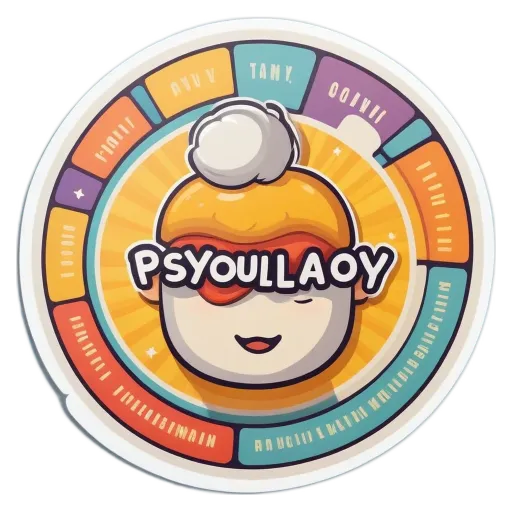 A colorful sticker of a girl's face that says 'psyyoolay'.