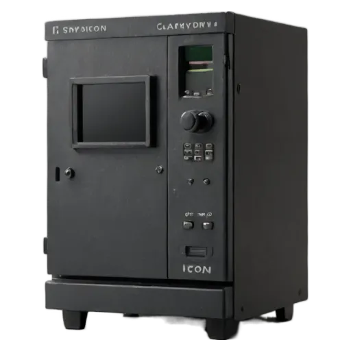 A black machine with a screen that says "clayton" on it.