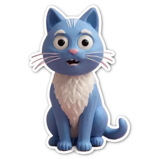 A blue cat with white whiskers is sitting on a black surface.