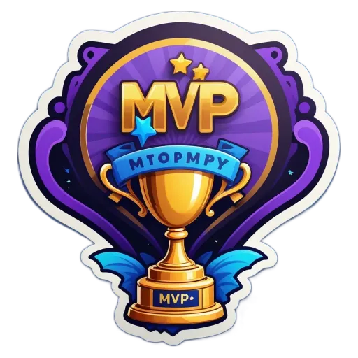 A trophy with the letters MVP written on it.