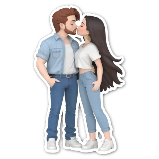 A kissing couple on a black and white background.