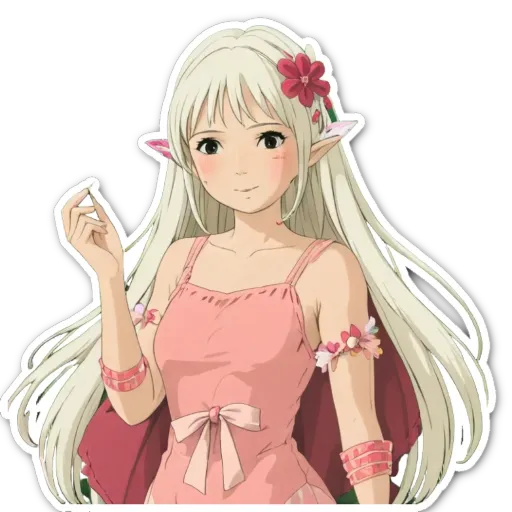 A woman with long hair and a pink dress.