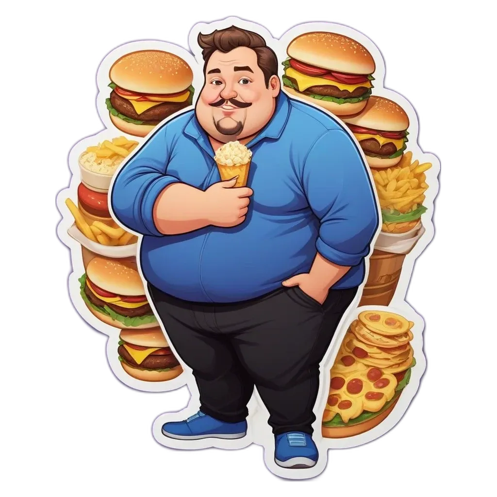 A man with lots of food on a plate, holding an ice cream cone.