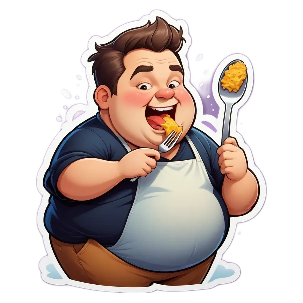 A man with a spoon in his mouth and a plate of food.