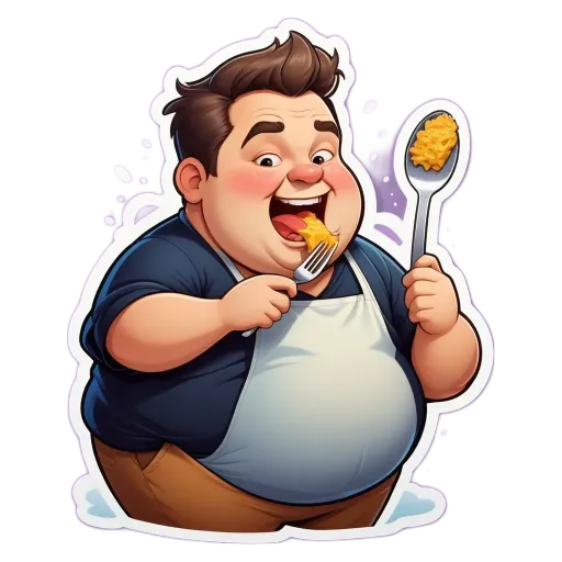 A man with a spoon in his mouth and a plate of food.