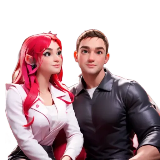 A man and a woman in a cartoonish drawing are seen together.