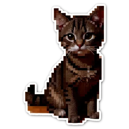 A pixelated cat sitting on a black background.