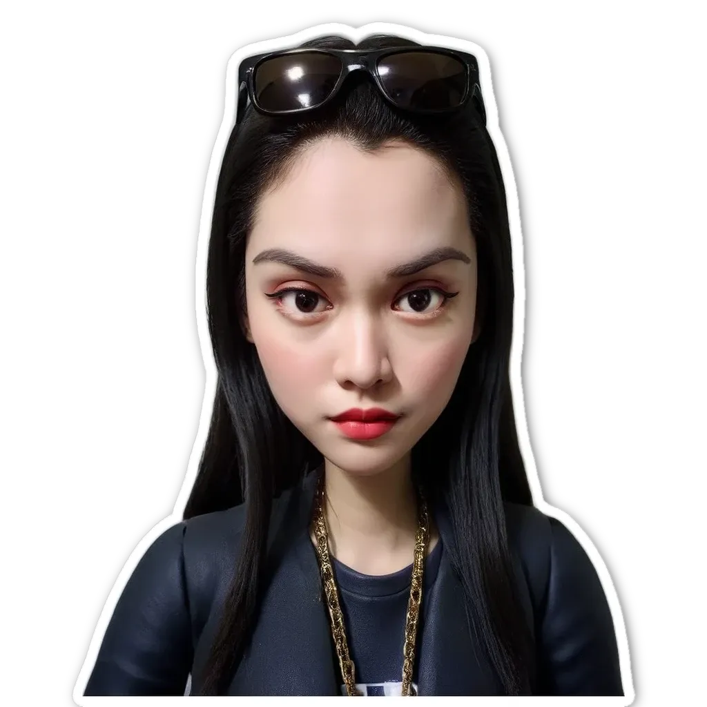 A black and white girl wearing sunglasses and a gold necklace.