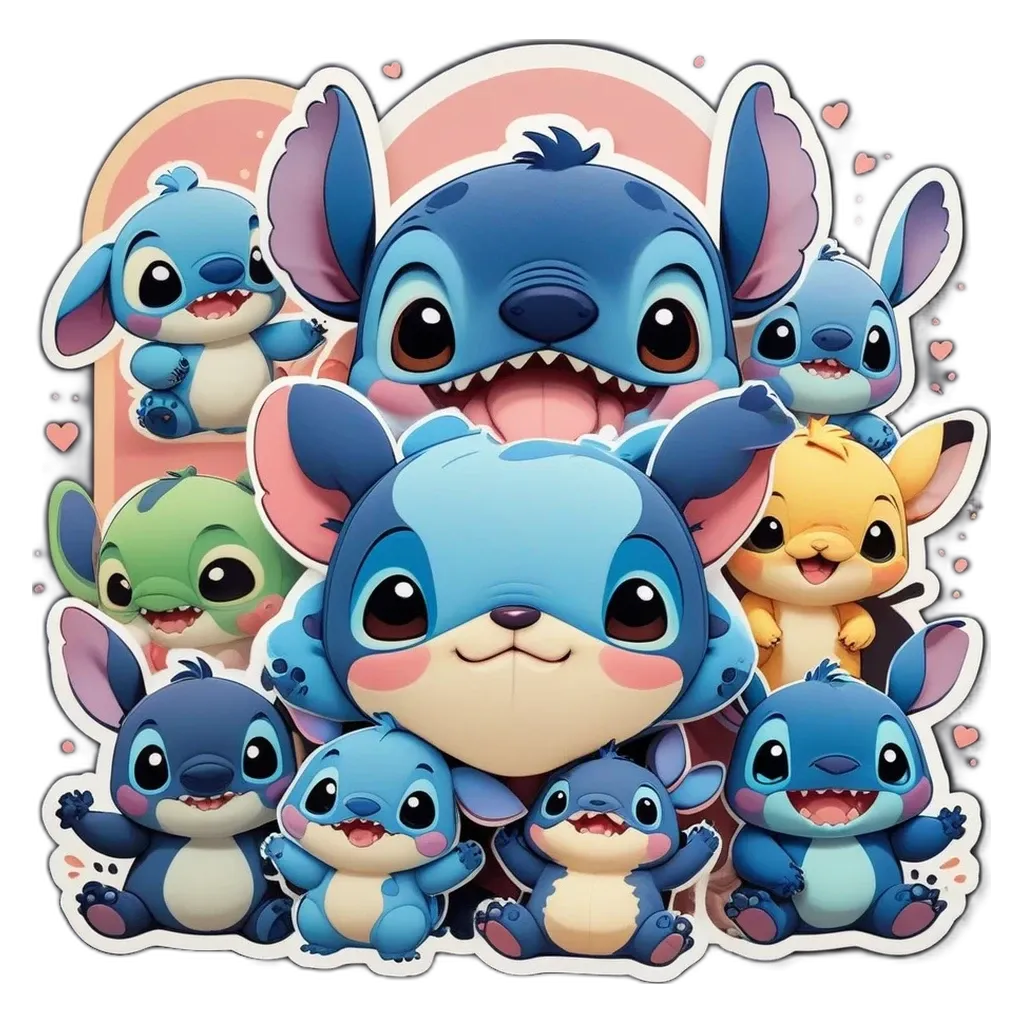 A black frame with a lot of small cartoon characters.