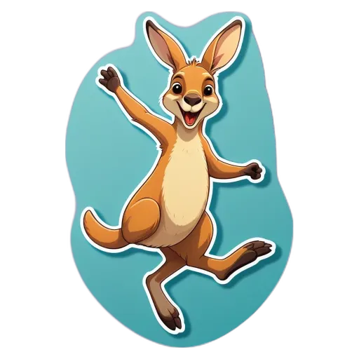 A cartoon picture of a kangaroo doing the jig.