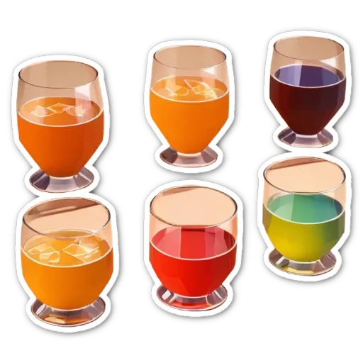 A collection of drinks with 6 glasses in total.