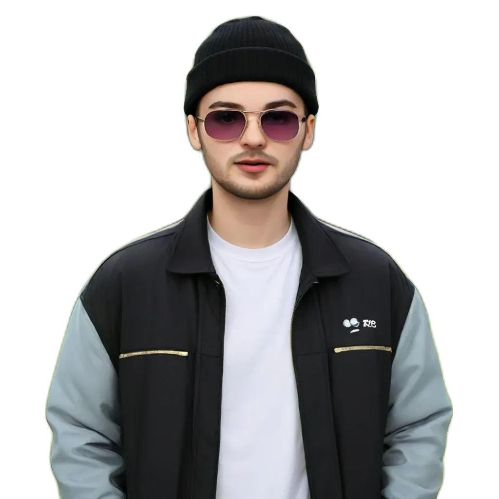 A man wearing a beanie and a jacket with an espn logo.