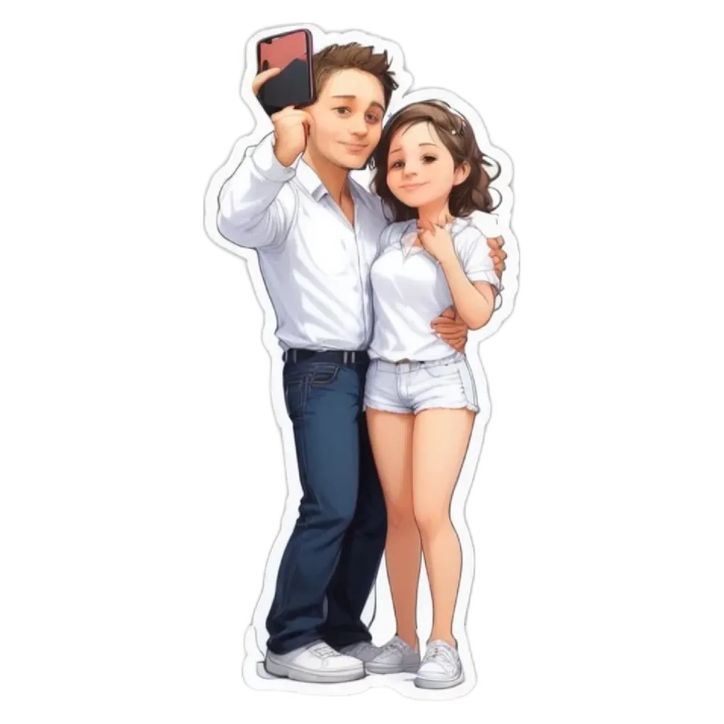 A boy and girl taking a picture of themselves.