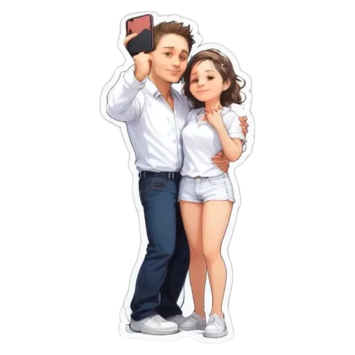A boy and girl taking a picture of themselves.