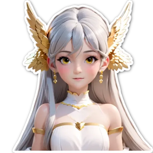 A white and gold character with wings.