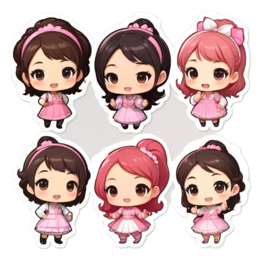 A set of six cute girls with big smiles on their faces.
