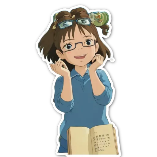A girl wearing glasses is holding a book.