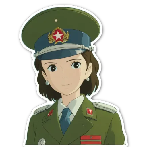 A woman wearing a military uniform with a blue tie.