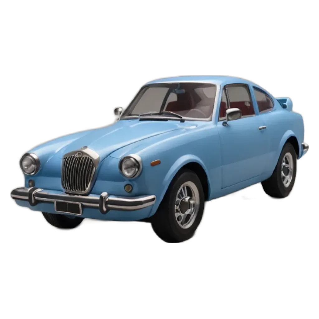 A blue car with license plate number LS25.