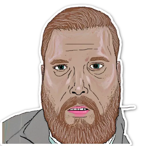A man with a beard and glasses drawn on his face.