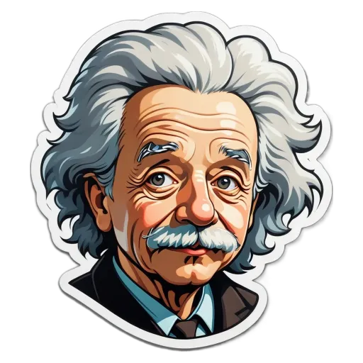 A cartoon drawing of a man with white hair and a mustache.