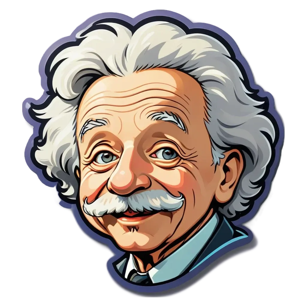 A cartoon drawing of a man with white hair and a mustache.