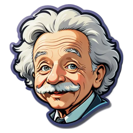 A cartoon drawing of a man with white hair and a mustache.