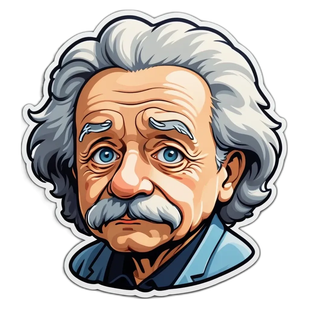 A cartoon drawing of a man with a mustache and glasses.