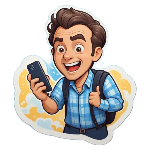 A boy is using his phone and giving a thumbs up.