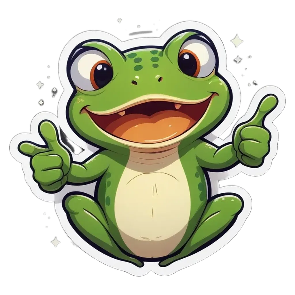 A frog giving a thumbs up is shown.