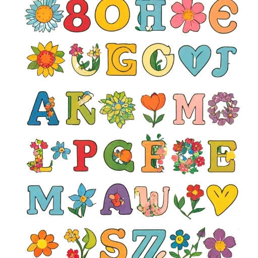 Colorful alphabet chart with flowers on the chart.