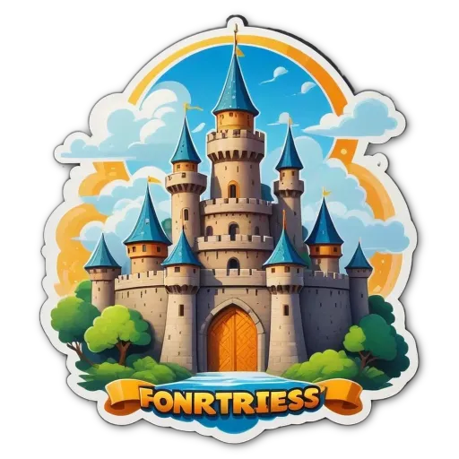 A castle and water with the words Fountriesress below it.