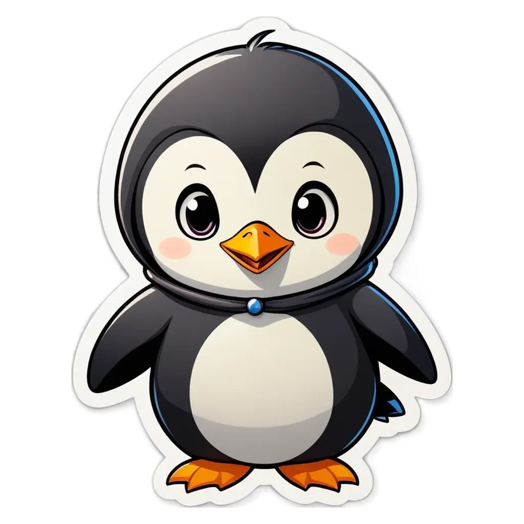 A penguin drawing is on a black background.