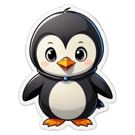 A penguin drawing is on a black background.