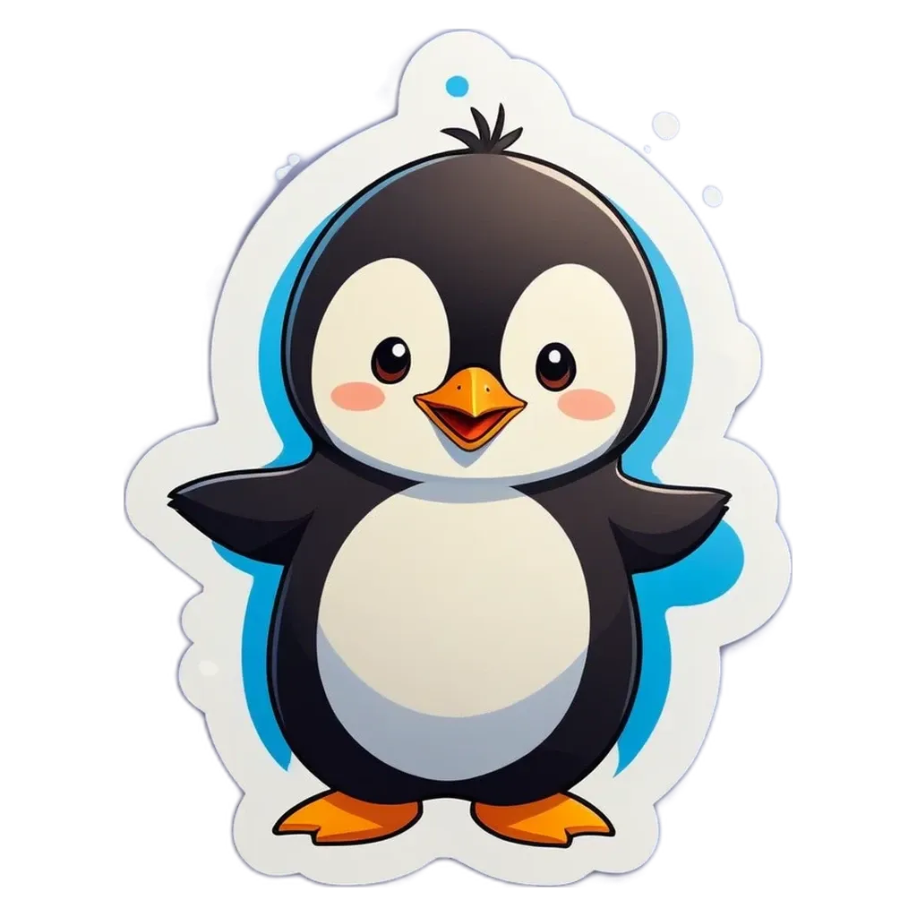A penguin drawing is on a black background.