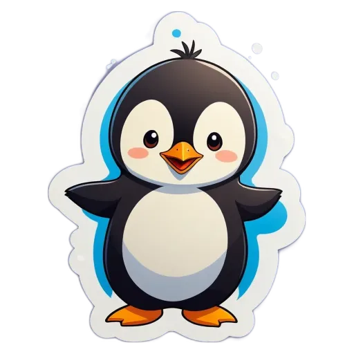 A penguin drawing is on a black background.